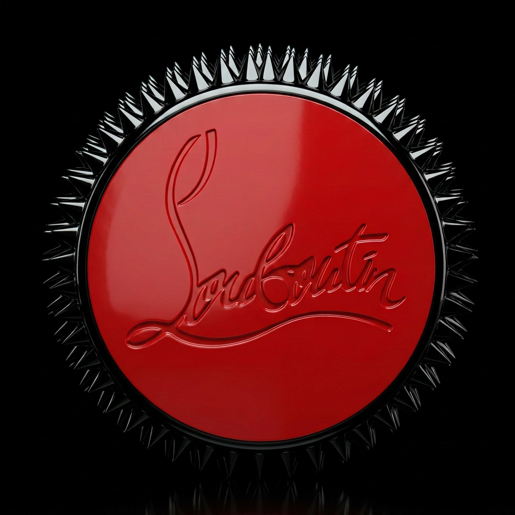 Le dessous du flacon — semelle rouge cloutée, signature Louboutin en relief