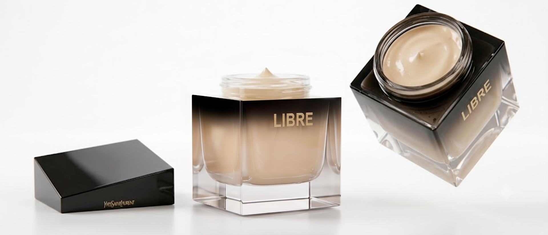 Trio LIBRE — capot noir laqué, pot ouvert et crème de corps